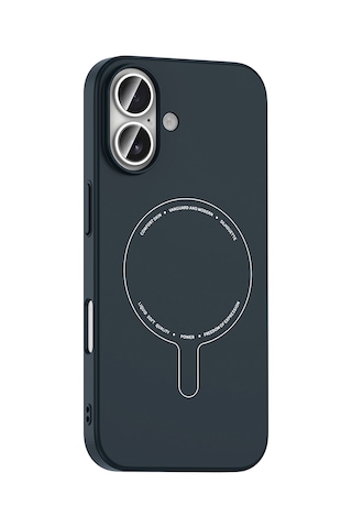 iPhone Uyumlu 16 Kılıf M-safe Şarj Özellikli Kamera Korumalı Ata Elio Sert Pc Kapak - Lacivert
