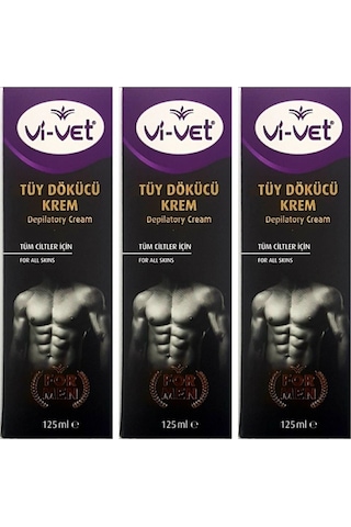 Vivet Erkek Tüy Dökücü Krem Tüm Ciltler 125ml X 3 Adet Vivet Formen