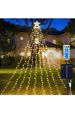 Yıldız Sarı Tepe Güneş Enerjili Solar Led Işık Yılbaşı Led Işık Sarı