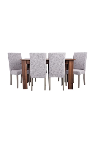 Bej Jakarlı Esnek Model 6'Lı Sandalye Kılıfı