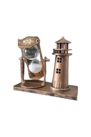 Deniz Feneri Kum Saati Ahşap Görünümlü Vintage Tarz Biblo