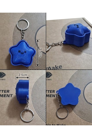 Sevimli Clicker Yıldız Anahtarlık Mavi - Siyah