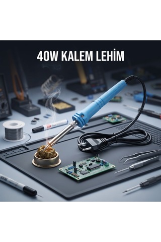 40w Kalem Lehim Makinesi - Elektrikli - Mavi Renk Hobi Gereci Onarım Aleti Pratik Alet