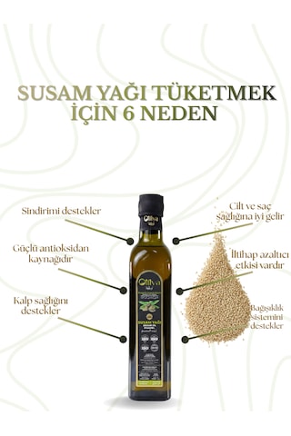 %100 Doğal Soğuk Sıkım Susam Yağı 500 Ml Katkısız, Saf & Cam Şişe