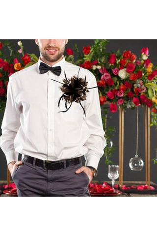 Suntek Çiçek Tüy Broş El Yapımı Saç 28,5-cm-kahverengi Kahverengi