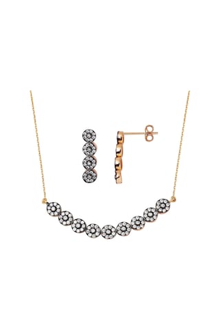 Efruz Kolye & Küpe Rose Altın Set TDT555-ST2