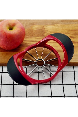 Xindoker Ev İçin Çelik Meyve Dilimleyici - 12 Parça Elma Kesici, Plastik Meyve Bölücü, Kolay Kullanım, Temizlenebilir Kırmızı-siyah, Pp Poşetli Diğer