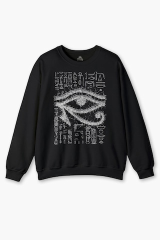 So Cool The Eye Of Ra Antik Mısır Ra'ın Gözü Baskılı Unisex Siyah Sweat Bisiklet Yaka Sweatshirt Siyah