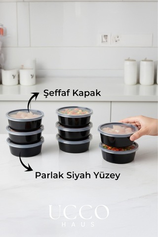 10'lu 250 Ml Kıyma Et Sos Kemik Suyu Sebze Saklama Kabı Sızdırmaz Mikrodalga Buzluk Düzenleyici Siyah