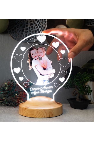 Fotoğraflı Anne Bebek Hediyesi, Resimli Led Gece Lambası, Anneye Fotoğraflı Hediye Özel Led Lamba