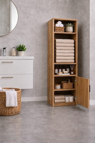 Duru Meşe Çok Amaçlı Raflı Banyo Kiler Mutfak Erzak Çamaşır Odası Dolabı Çam
