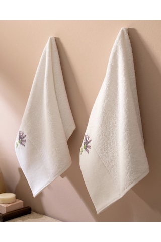 Lavınıa Nakışlı %100 Pamuk 2'li El Havlusu - Beyaz - 30x45 Cm 8684427212332 Beyaz
