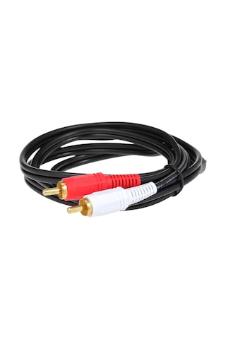 Konesam 3.5mm Erkekden 2 Rca Erkekliğe Siyah Altın Kaplı Bağlantı 1.5m Ses Kablosu