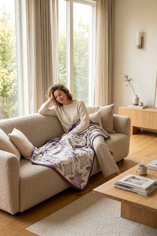 Lüks Peluş Tek Kişilik Battaniye 444 Lila 160 x 220