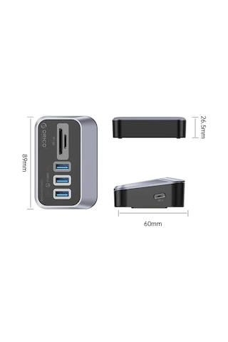 Jeemson Orıco M3 Serisi Usb-c Hub: 3x Usb 3.2 Gen1 5gbps + Tf/sd Kart Okuyucu, Abs Malzeme, Masaüstü Kullanıma Uygun, M3u3-3ts-05