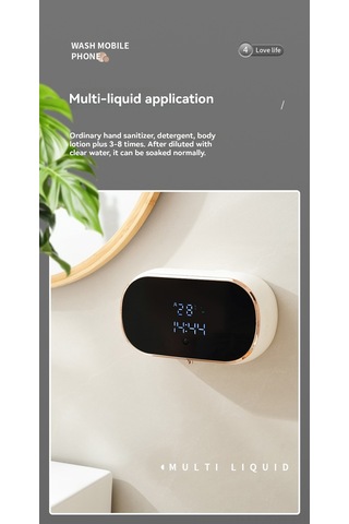 Moveevo Dokunsuz Akıllı Köpük Dağıtıcı - Sayısal Ekranlı, Duvar Kurulu, 350ml Hacimli, Usb-c Şarjlı, Aileye Uygun Temizlik Aleti Beyaz