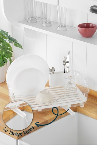 Vienev Lavabo Kenarı Tezgah Üstü Süzgeçli Bulaşıklık Şeffaf