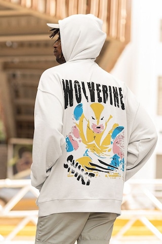Sevbano Wolverine Karakter Baskılı Unisex Oversize Hoodie Beyaz