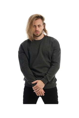 Erkek Bisiklet Yaka Karyoka Dikişli Sweatshirt Antrasit