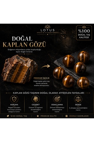 Premium Kaplan Gözü Tesbih %100 Doğal Kaplangözü Taşı Kahverengi