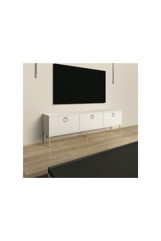 Maxi 150 Cm Tv Ünitesi Tv Sehpası Beyaz - Gümüş Beyaz-gümüş