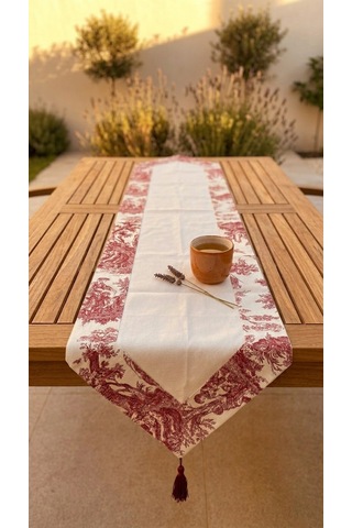 Toile Bugundy Panel Runner Çok Renkli