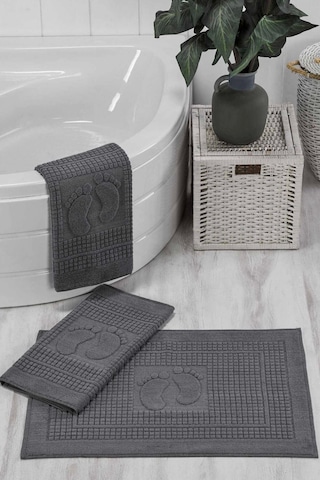 3 Lü Banyo Ayak Havlusu &amp 37 100 Pamuklu 50x70 Cm Antrasit Çok Renkli