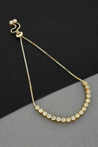 Altın Kaplamalı Gümüş Asansörlü Su Yolu Bileklik - B076601