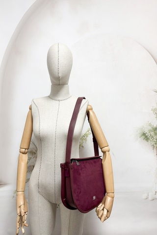 Sosela 67-7199 Kadın Süet Bordo Çarpraz Askılı Çanta Suet Bordo