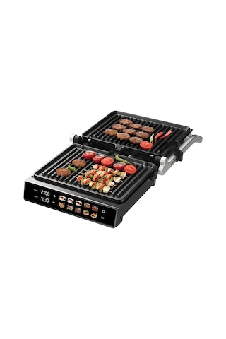 Sinbo SSM-2597 2000 W 10 Ön Ayarlı Dijital Ekranlı Sıcaklık Ve Zaman Göstergeli Döküm Plakalı Izgara Ve Tost Makinesi