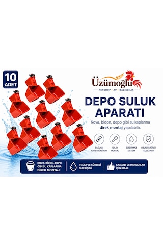 10 Adet Depo Suluk Aparatı Otomatik Şamandıralı Tavuk Suluğu Kova, Bidon Ve Depoya Uyumlu Kanatlı Hayvan Otomatik Suluk