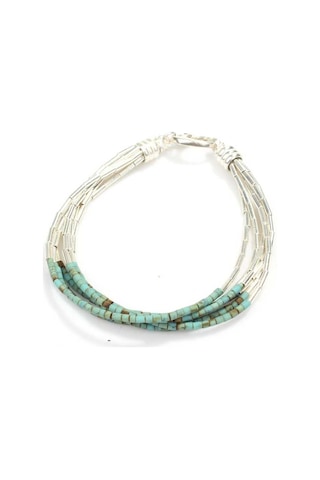 925 Ayar Gümüş 6 Sıra Turkuaz Taşlı Bileklik