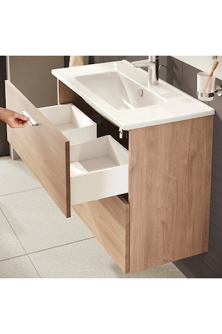 Vitra Mia Banyo Dolabı Seti Çekmeceli 80 Cm Altın Meşe 67093 Beyaz