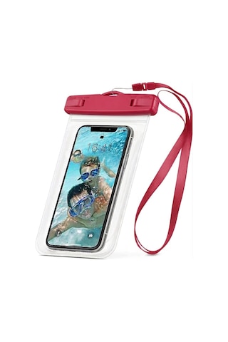 Yüksek Kaliteli Tüm Telefonlara Uyumlu Yağmur Su Geçirmez Waterproof Deniz Havuz Altı Telefon Kılıfı Kırmızı