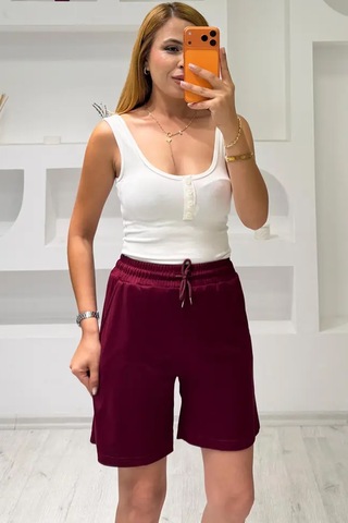 Fiolin Soft Touch Modal Kumaş Şort Bordo