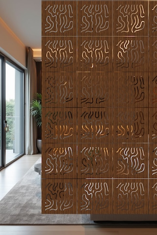 Lazer Kesim Sarkıt Paravan, Ahşap Separatör, Oda Bölücü 4'lü Panel Levha Modern Model