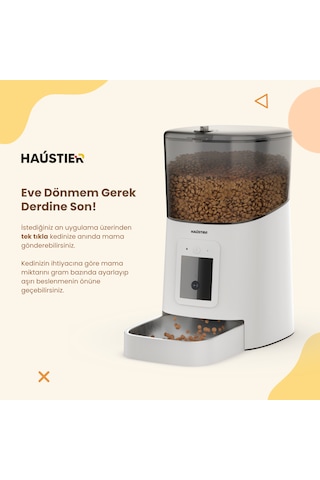 Haustier Pp003 Pro Beyaz Kameralı 1080p Fhd Gece Görüş Akıllı Otomatik Kedi Mama Kabı, Tuya App-wifi Uzaktan Kontrol, Sesle Çağırma, 2.4ghz-5ghz, 6lt Hazne, Metal Kase