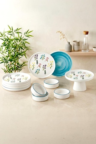 11 Parça 6 Kişilik Botanical Stackable Kahvaltı Takımı - Lüx Kahvaltılık Sunum Seti Tabağı,beyaz Diğer