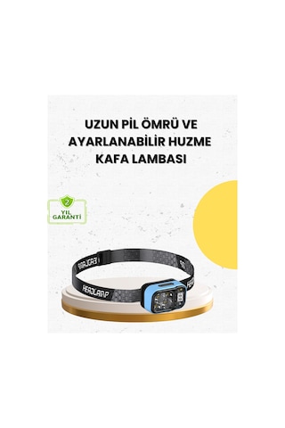 Hnrlıshp Üç Renkli Led Kafa Feneri 53 Mod Güç Göstergeli Type C Şarjlı Çok Renkli