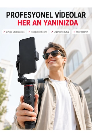 Akıllı Takipli Gimbal Selfie Stick Profesyonel Video Çekim Stabilizatörü Uzayabilir Tripod Bluetooth Kumandalı Diğer