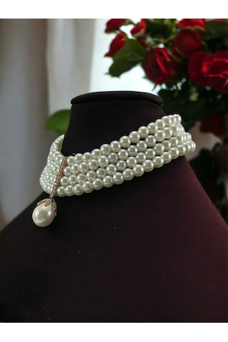 İnci Mayorka Choker Kolye Beyaz