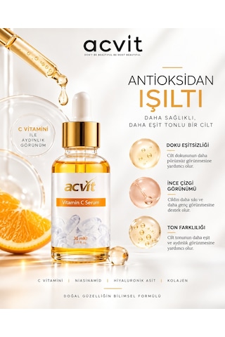 Vitamin C Serum 30 Ml Leke Karşıtı, Aydınlatıcı Ve Cilt Tonu Eşitleyici Bakım