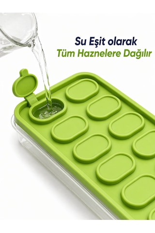 Beylini 3'lü Set Buz Kalıbı Kapaklı 12 Bölmeli Kolay Doldurulabilir Yapışmaz Basitçe Çıkarılır Bas Çıkar Çok Renkli