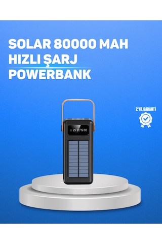 80000 Mah Yüksek Kapasiteli Powerbank Göstergeli Solar Semeglbl - 76 Şarj Cihazı Çok Renkli