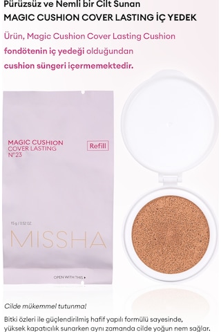 Missha Magic Cushion Cover Lasting Yüksek Kapatıcı Yarı Mat SPF50+ PA+++ Fondöten İç Yedek No.23 15 G