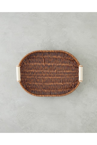 English Home Boho Plastik Rattan Tepsi 29x20x3 Cm Kahverengi