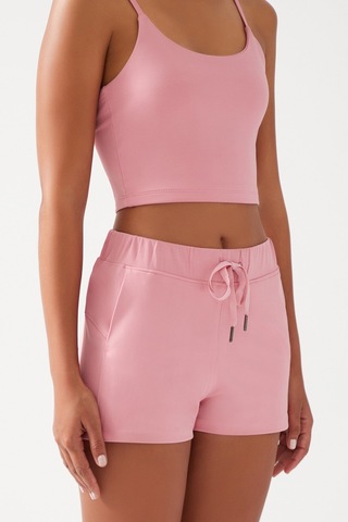 Los Ojos Kadın Pembe Cepli Beli Lastikli Basic Fit Spor Şort Shorts Pembe Pembe