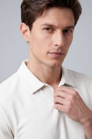 Ekru Rahat Form Yumuşak Dokulu Polo Yaka Erkek T-shirt - 88496