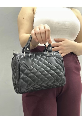 Biçomi Kapaksız Kapitone Siyah Cilt Çanta Siyah