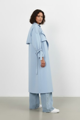 Durivya Cep Detaylı Oversize Trençkot Bebe Mavisi